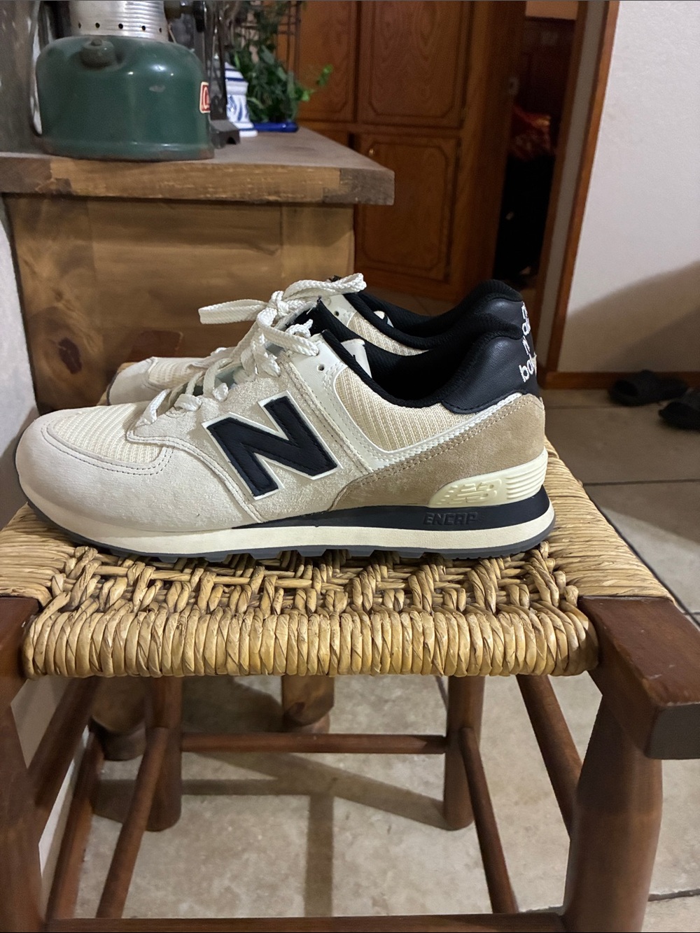 New Balance Cream and Black Women's Athletic Sneakers